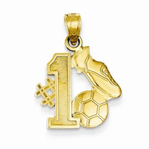 14k Gold #1 Soccer Story with Cleats and Ball Pendant