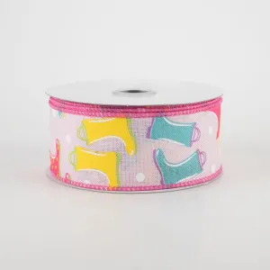 1.5" Rain Boots Polka Dot Ribbon: Light Pink (10 Yards)