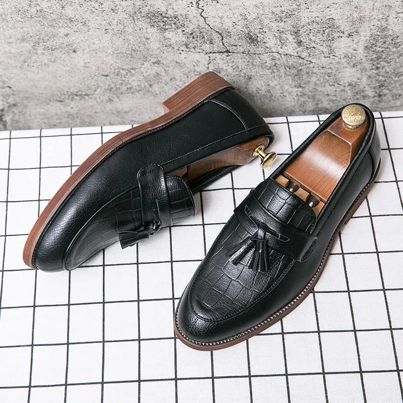 2024 Slip-On Leather Shoes Spring New Men's Casual Shoes Fashionable Korean Work Shoes Cross-Border Wholesale Men's Shoes