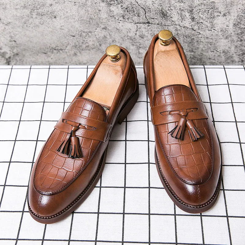 2024 Slip-On Leather Shoes Spring New Men's Casual Shoes Fashionable Korean Work Shoes Cross-Border Wholesale Men's Shoes