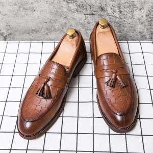 2024 Slip-On Leather Shoes Spring New Men's Casual Shoes Fashionable Korean Work Shoes Cross-Border Wholesale Men's Shoes