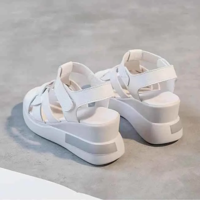 2213 - Women's Casual Shoes - Leather Wedges Sandals High Heels