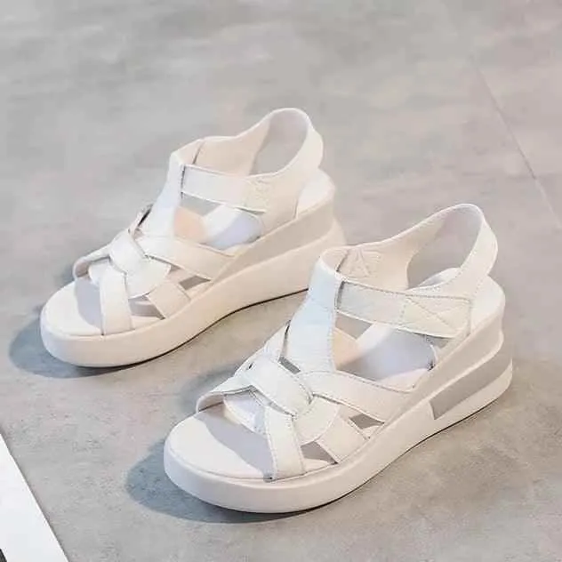 2213 - Women's Casual Shoes - Leather Wedges Sandals High Heels