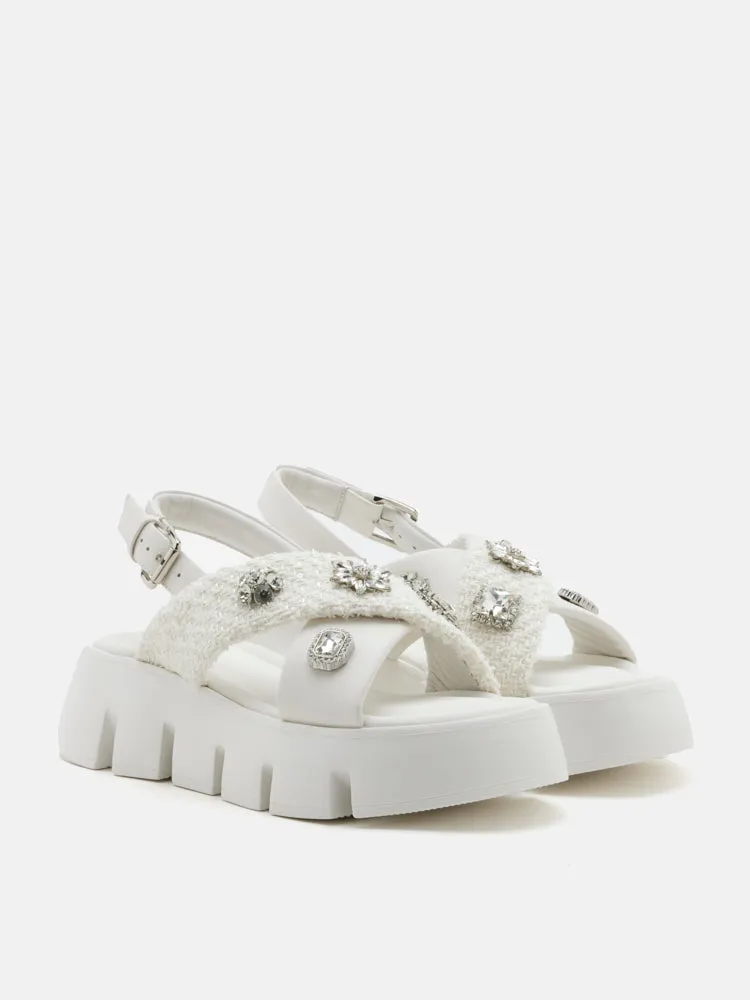 Abigail Embellished Criss-Cross Platform Sandals