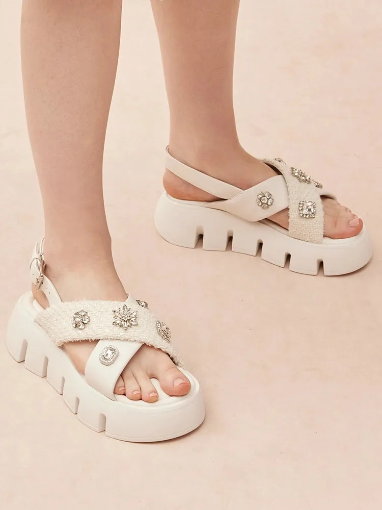 Abigail Embellished Criss-Cross Platform Sandals