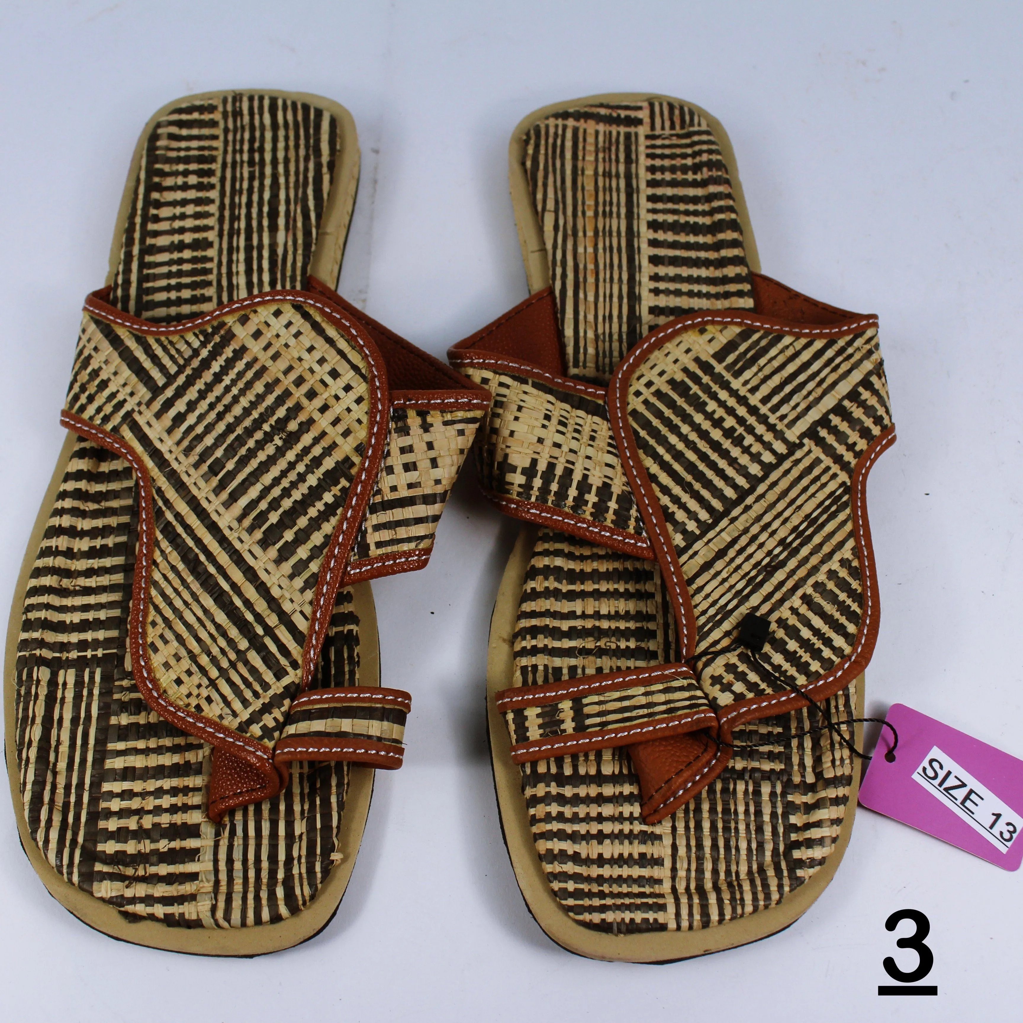 African Raffia Fibers Men's Sandals Size 13