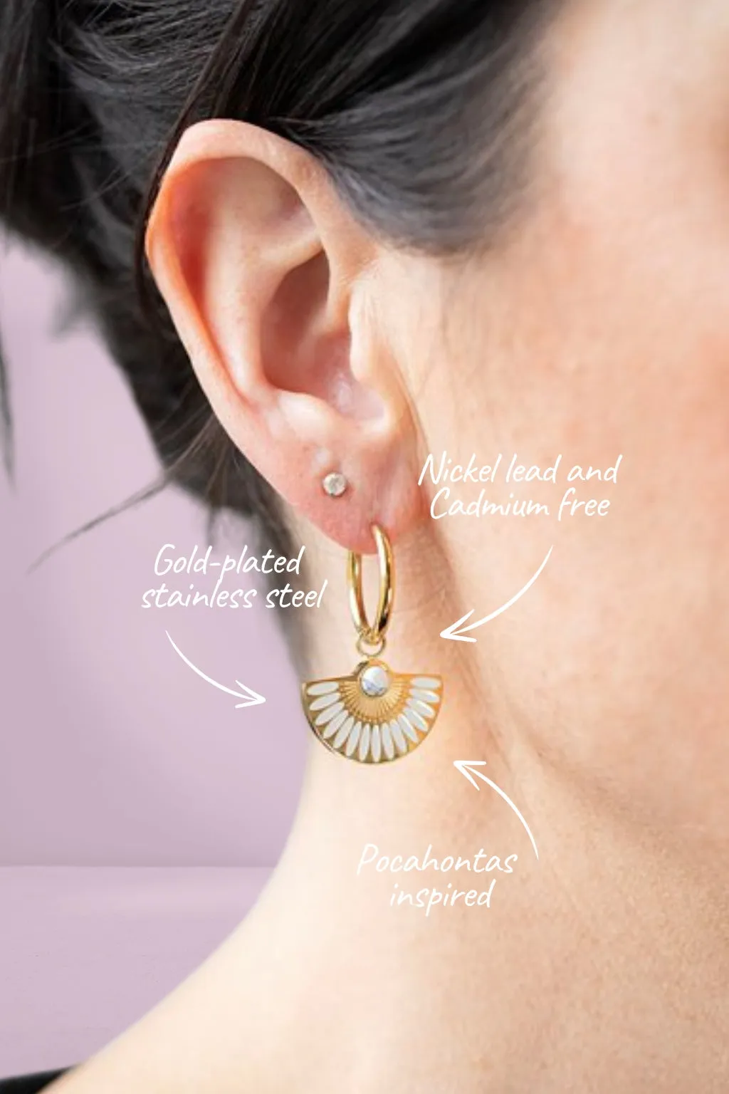 Antler Pocahontas Hoop Earrings Gold Silver