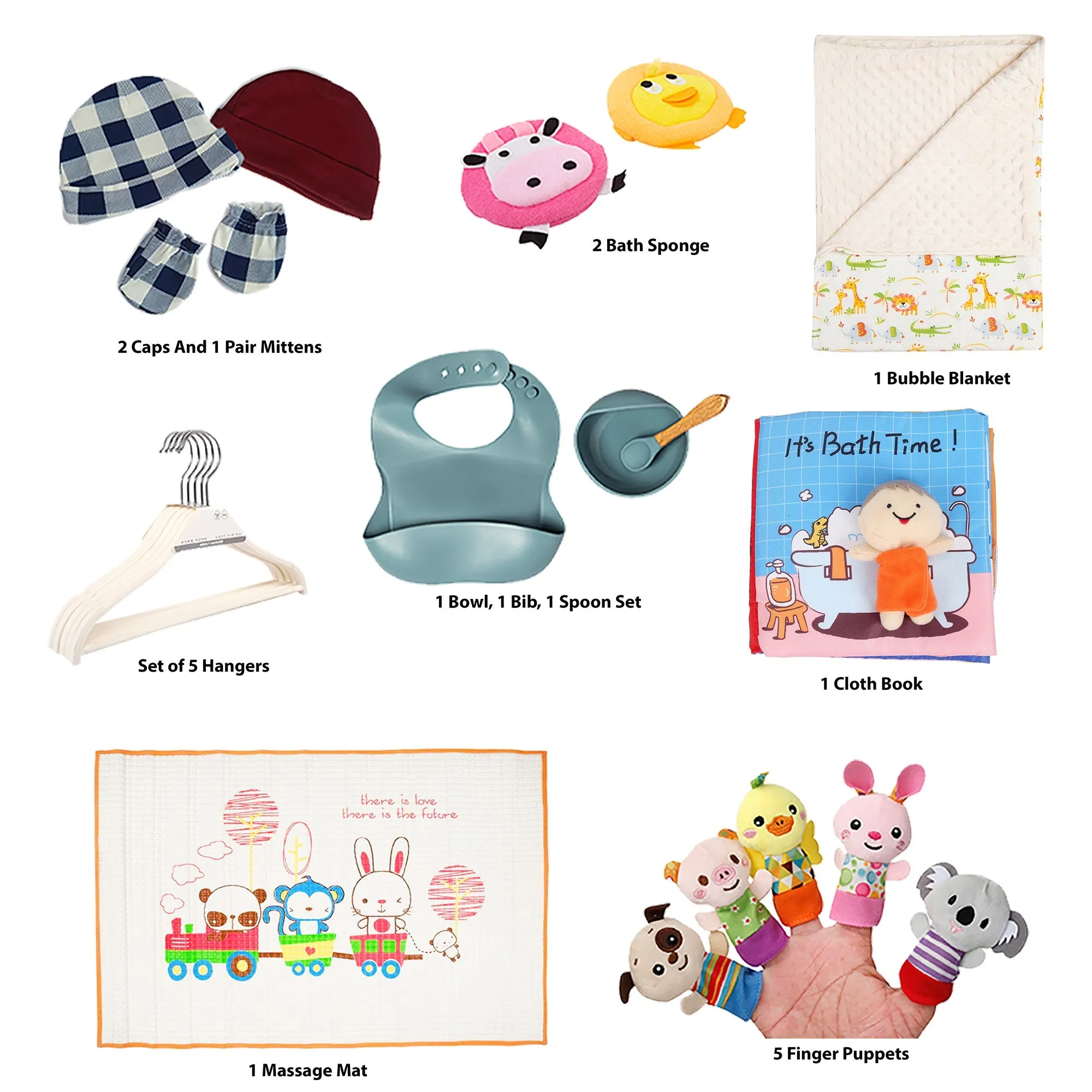 Baby Moo Elephant Themed Sonam's Vayu 30 Pcs Luxury Gift Hamper Blue - 0-12M Sizes Available