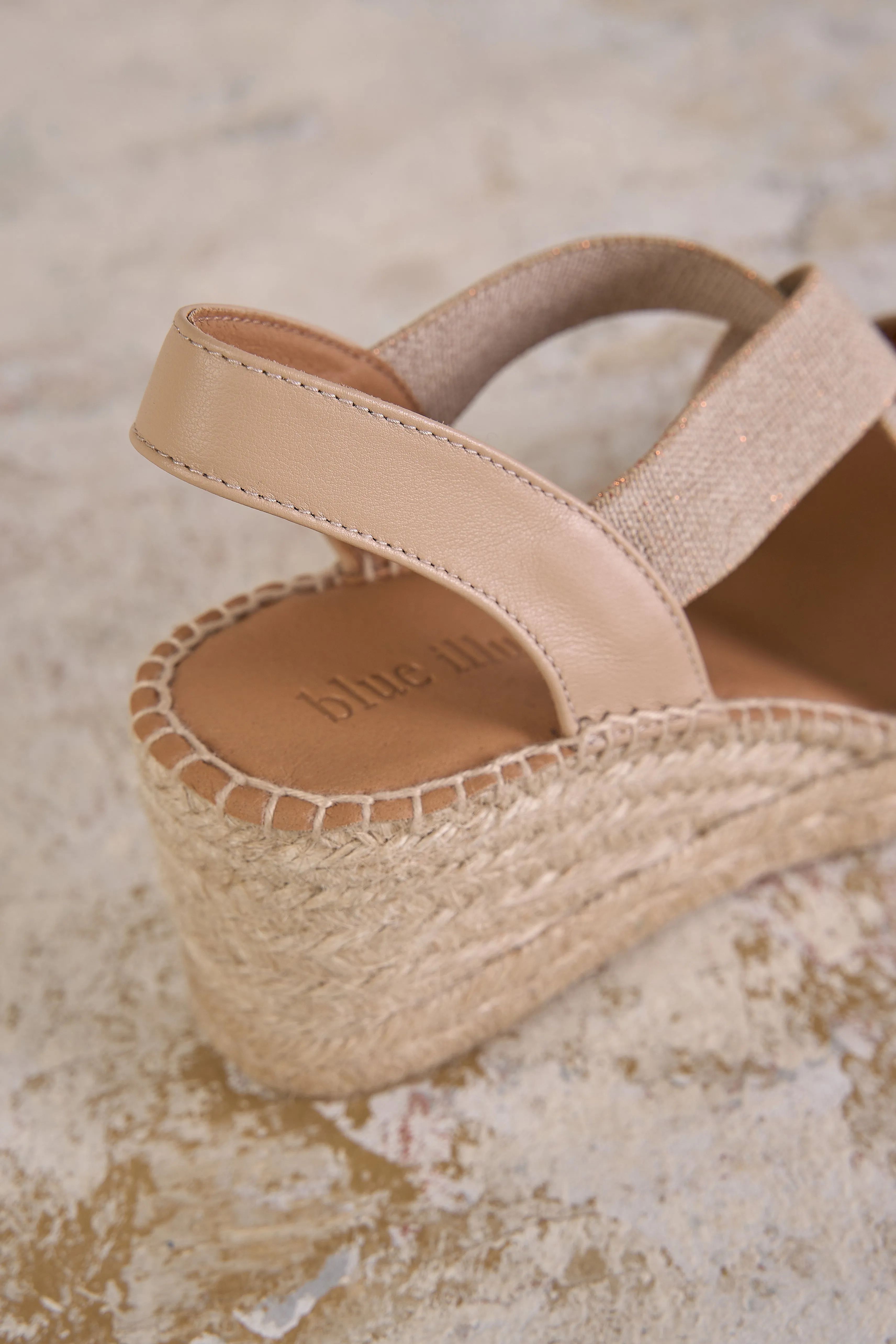 Belle Metallic Strap Espadrille - Nude