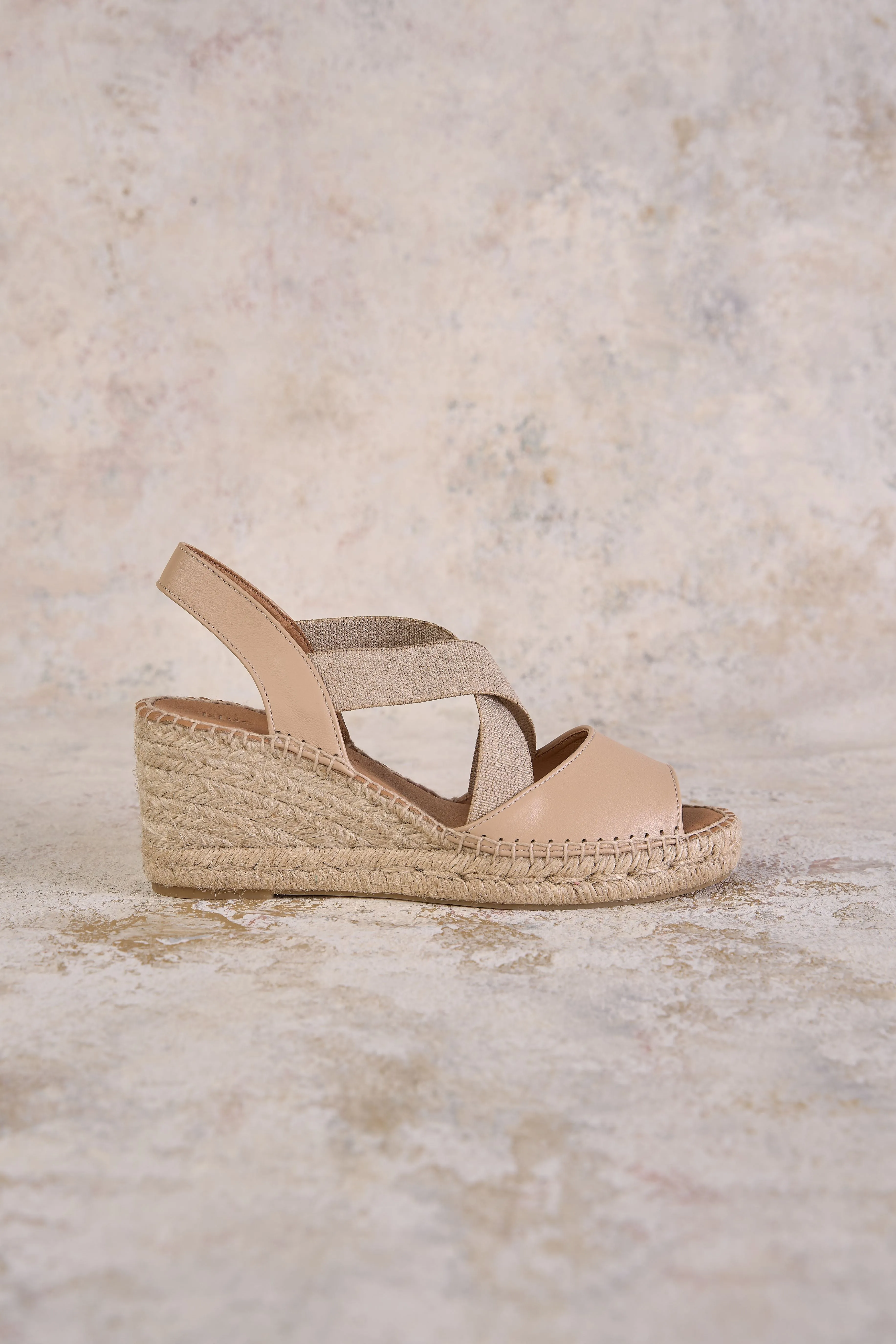 Belle Metallic Strap Espadrille - Nude