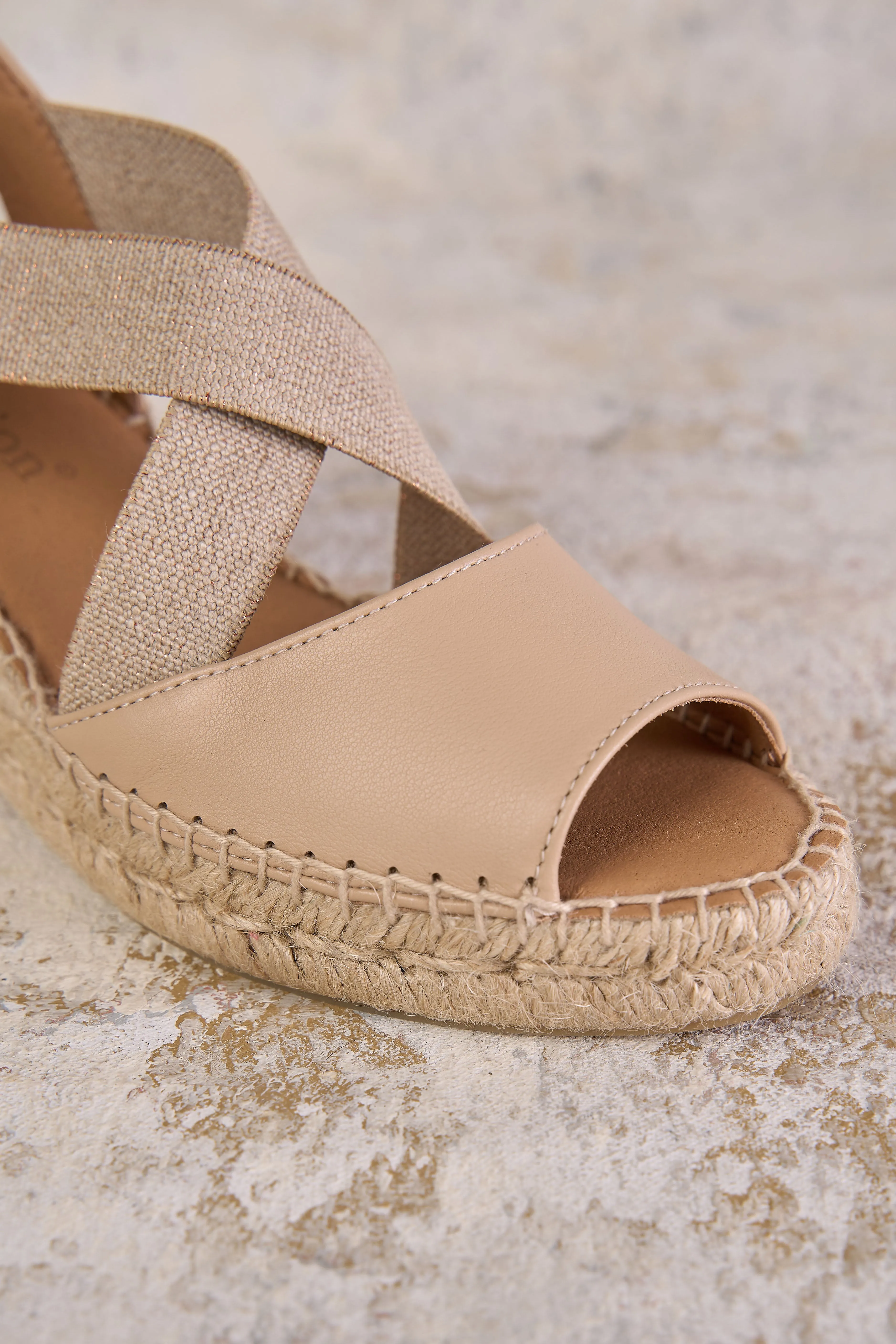 Belle Metallic Strap Espadrille - Nude