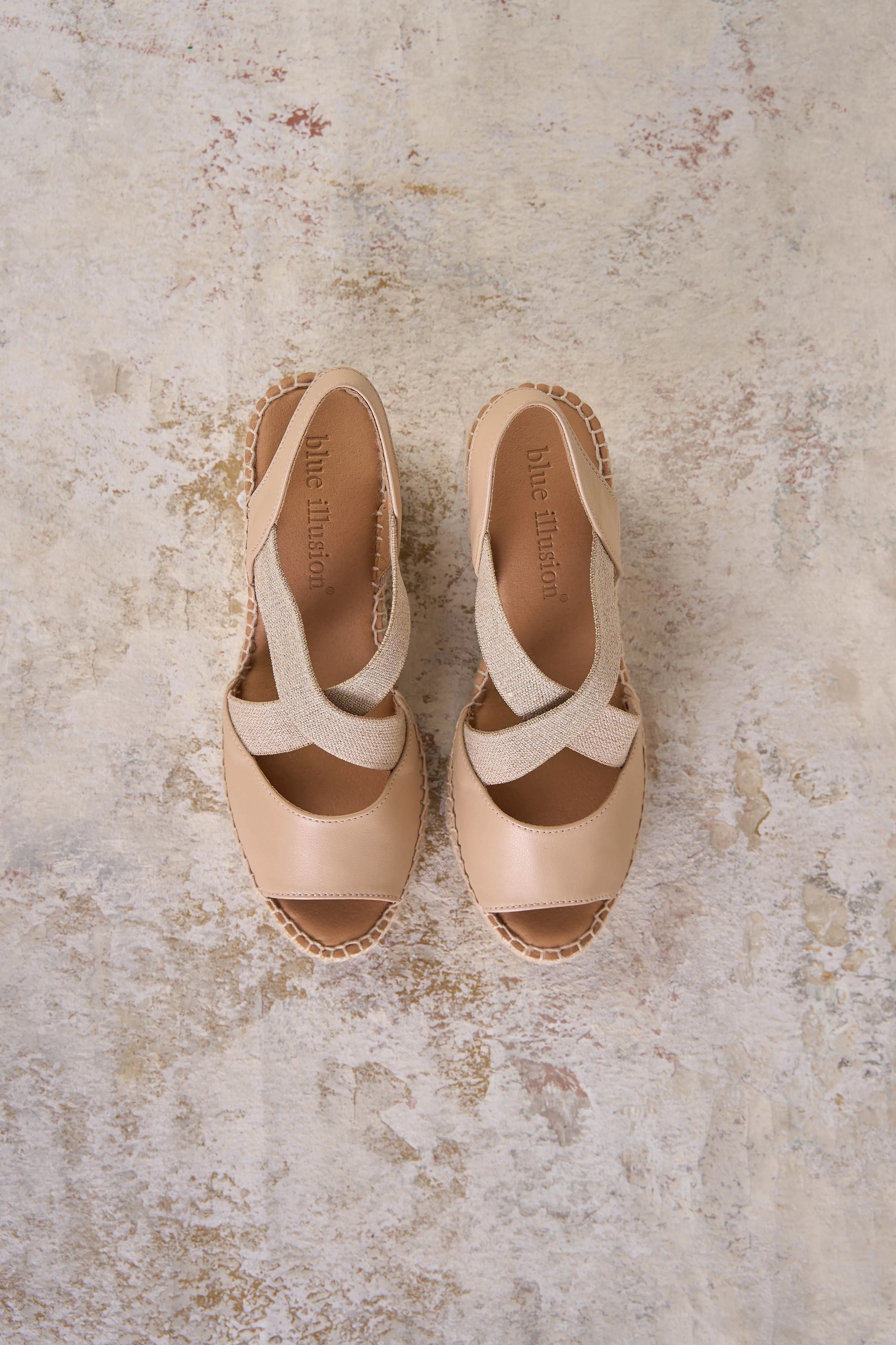 Belle Metallic Strap Espadrille - Nude