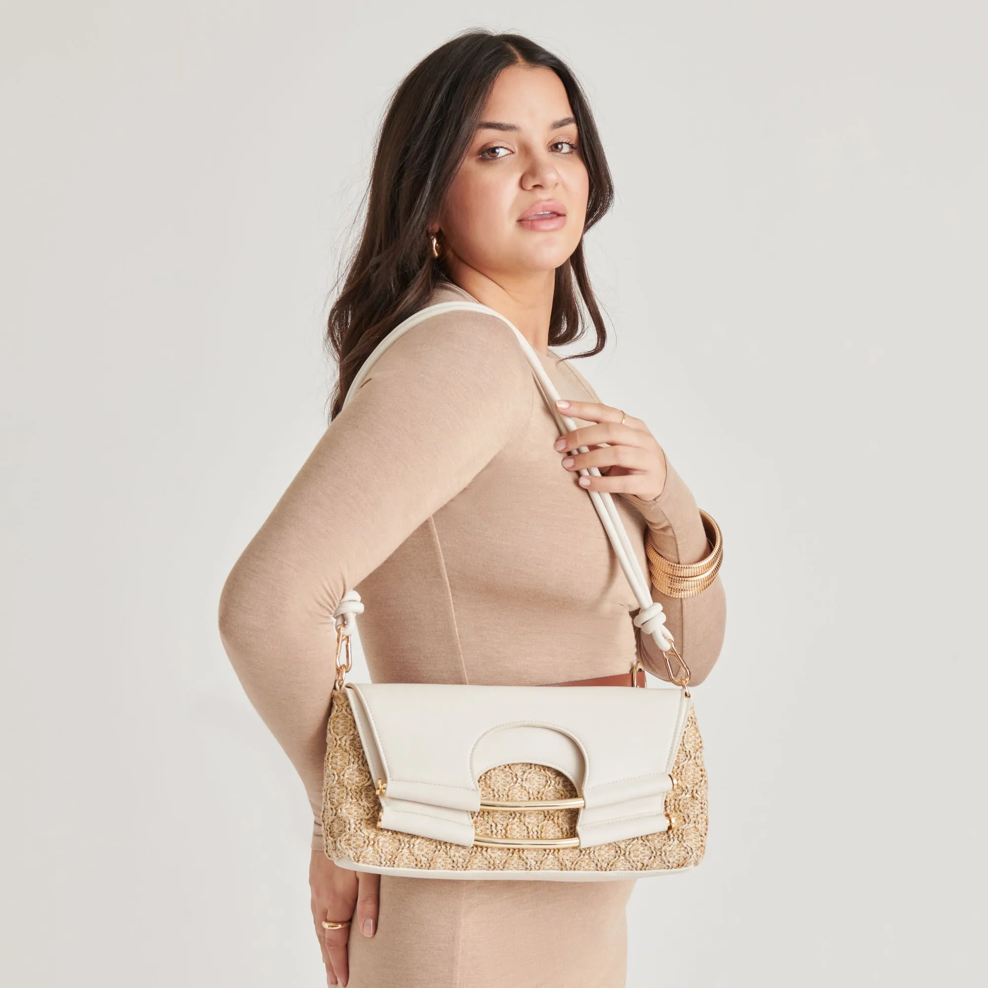BIANCA CLUTCH IVORY NATURAL RAFFIA
