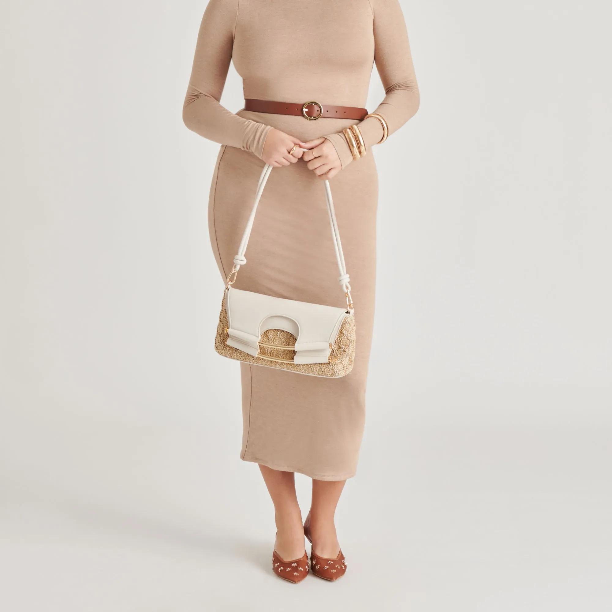 BIANCA CLUTCH IVORY NATURAL RAFFIA