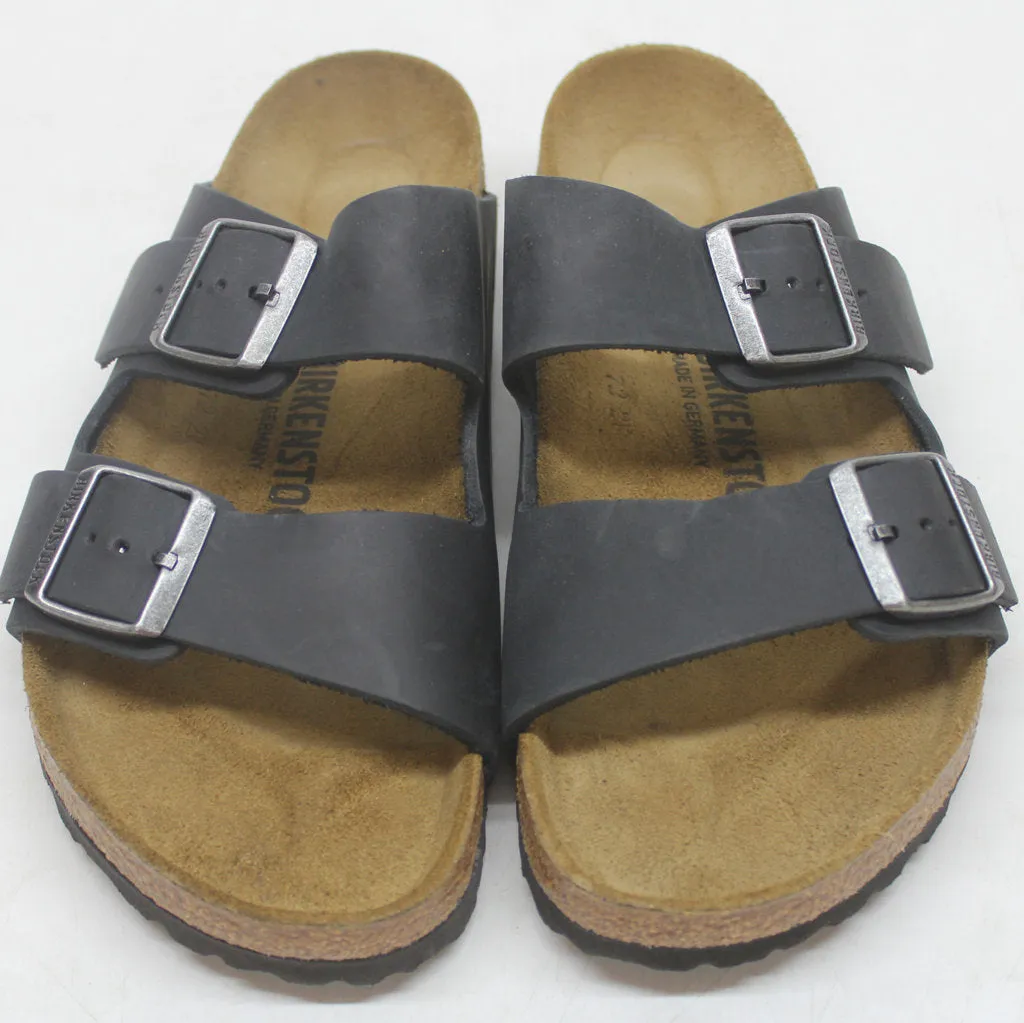 Birkenstock Arizona  Black Womens Open Back Waxy Leather Sandals - UK 5.5