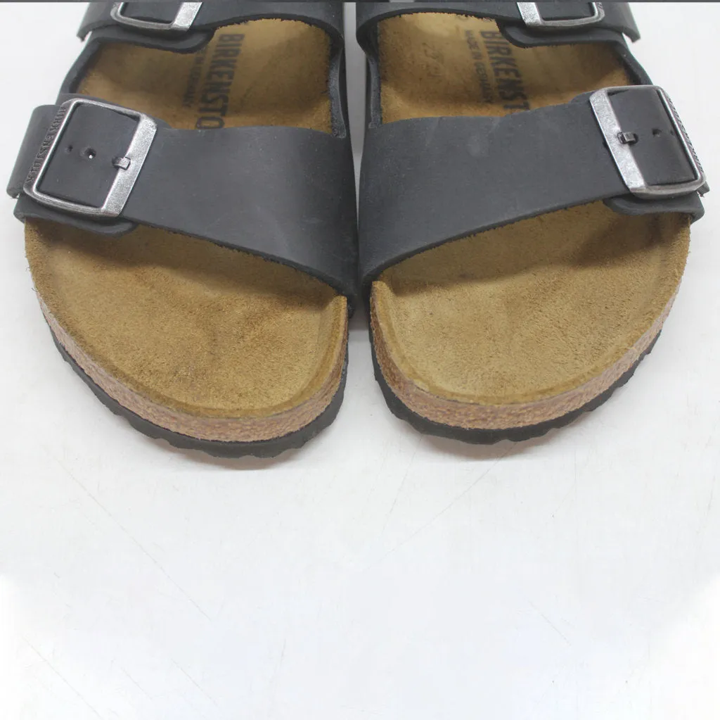 Birkenstock Arizona  Black Womens Open Back Waxy Leather Sandals - UK 5.5