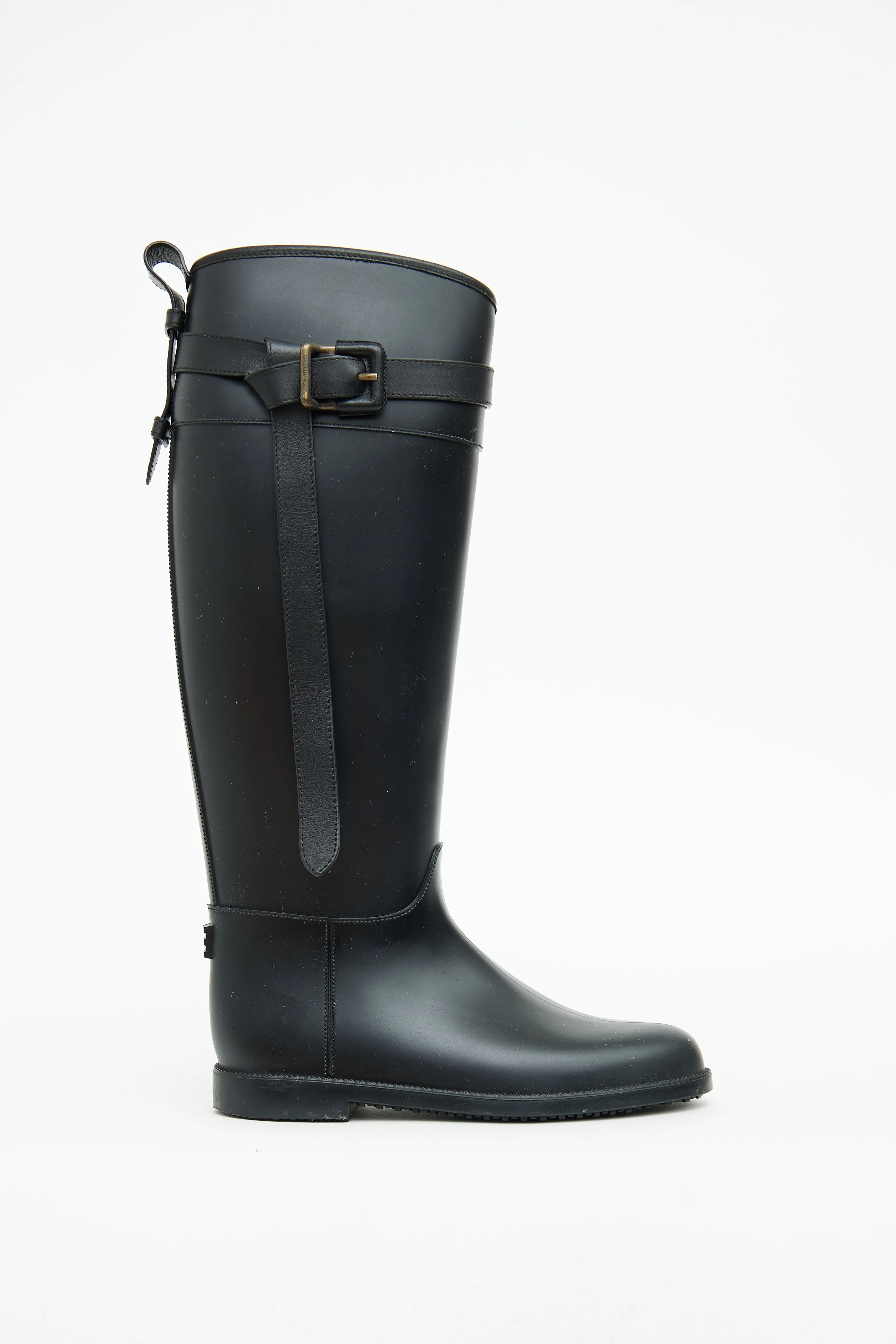 Black Belt Rubber Rain Boots