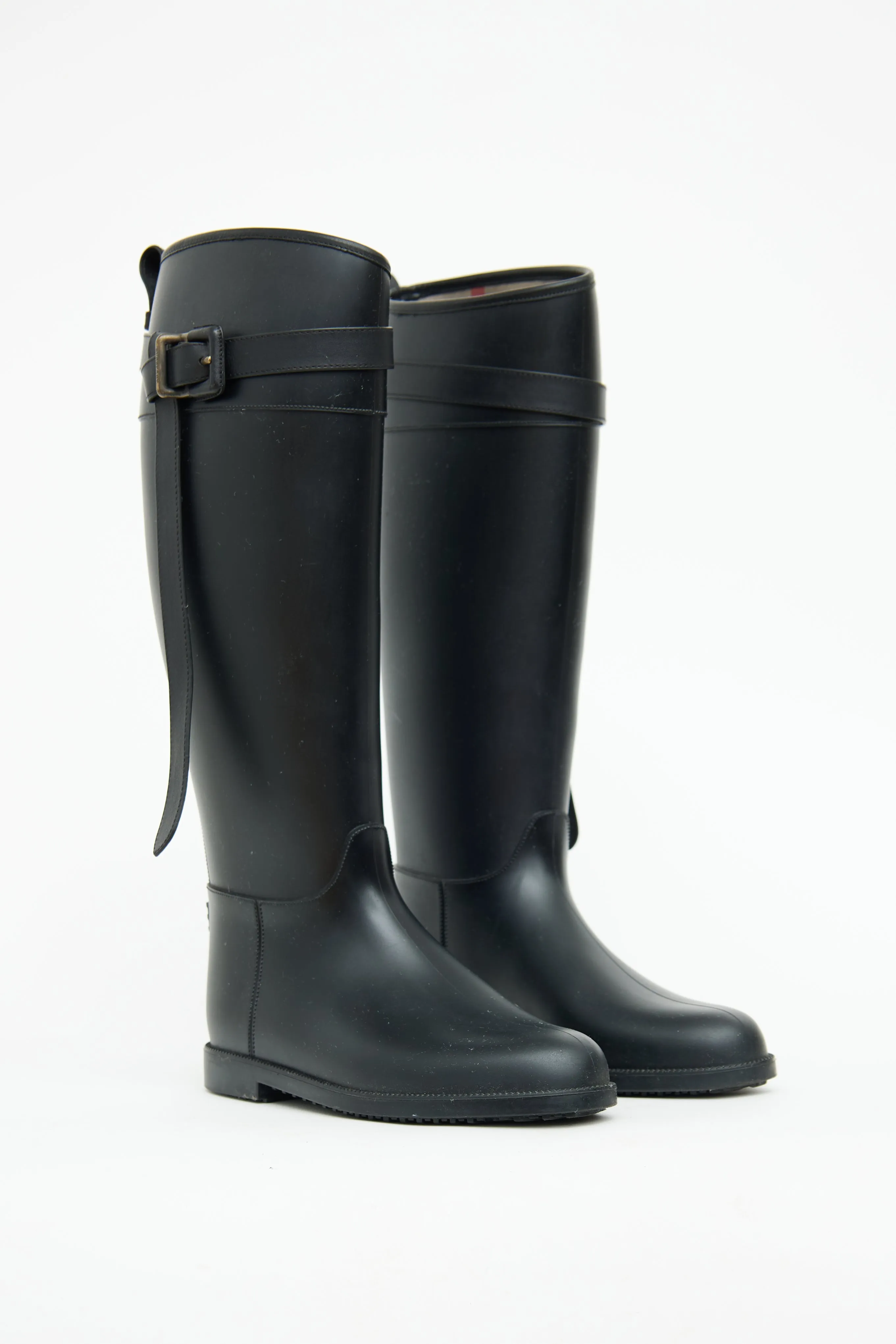 Black Belt Rubber Rain Boots