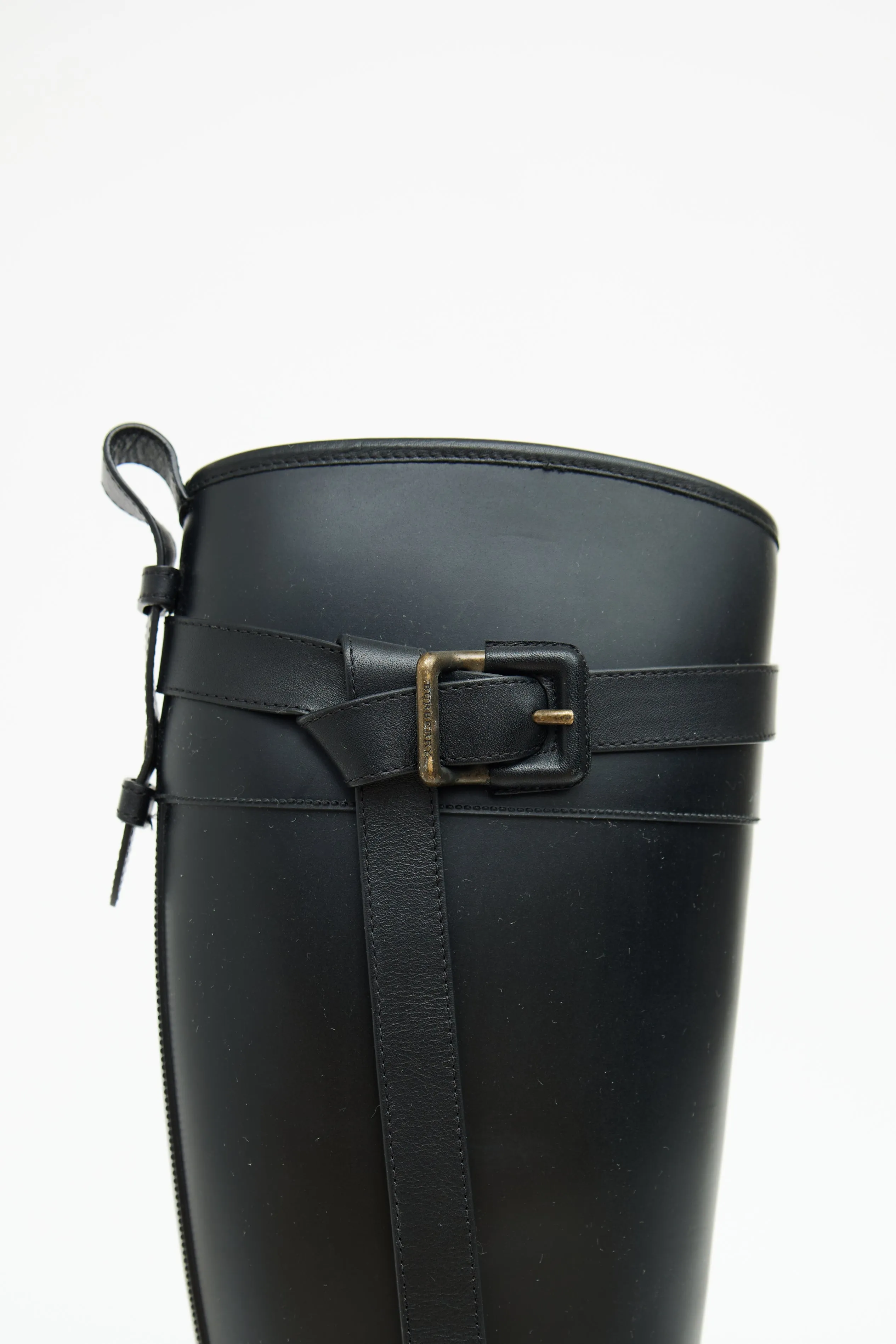 Black Belt Rubber Rain Boots