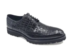 Black Carrucci Men's Wingtip Lace-Up Oxford Alligator Embossed Style No: KS482-11E