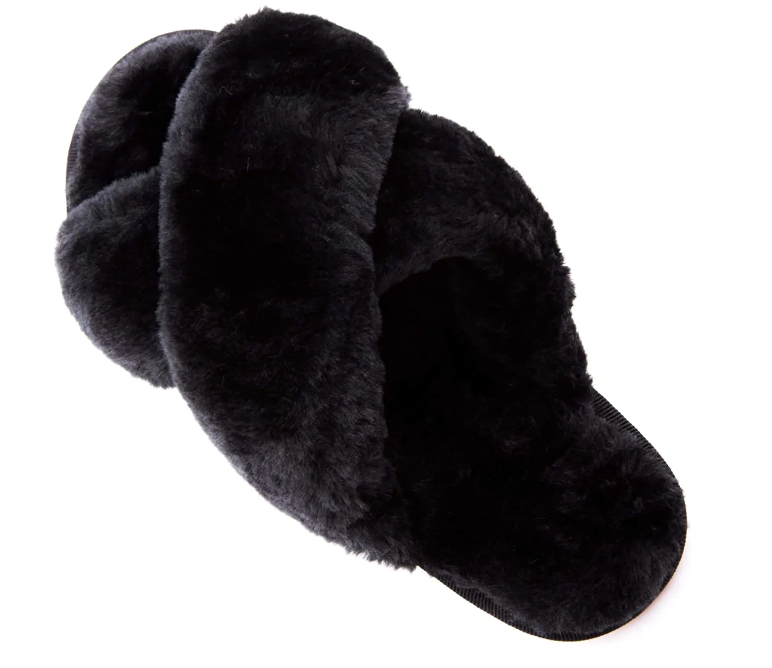Black Fur Slippers