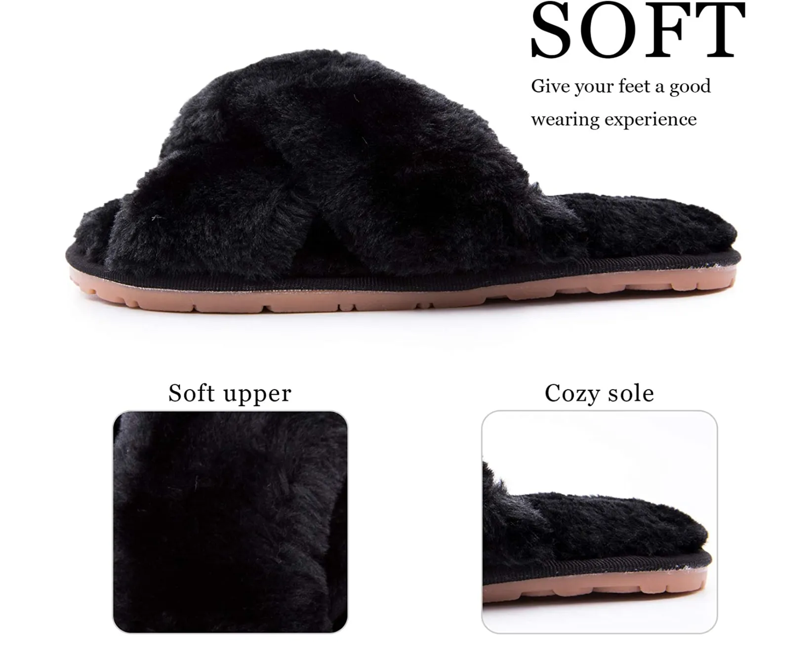 Black Fur Slippers