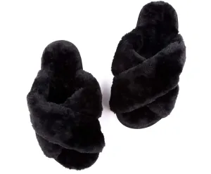 Black Fur Slippers