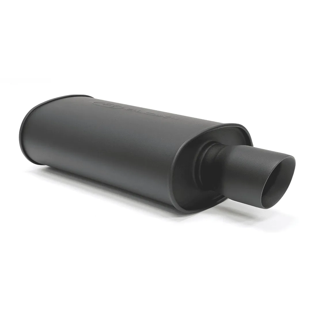 Blox Racing 2.25" Stainless Steel SL Sport Muffler w/ Double Wall Slant Cut Tip - Matte Black - BXEX-00300-DWT