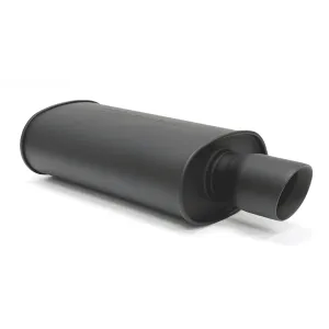 Blox Racing 2.25" Stainless Steel SL Sport Muffler w/ Double Wall Slant Cut Tip - Matte Black - BXEX-00300-DWT