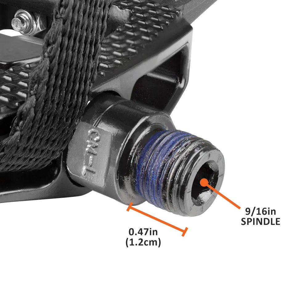 BV Bike Pedals 9/16" with Toe Clips Refurbished (Shimano SPD Cleats included) | BV-PD-S5-R