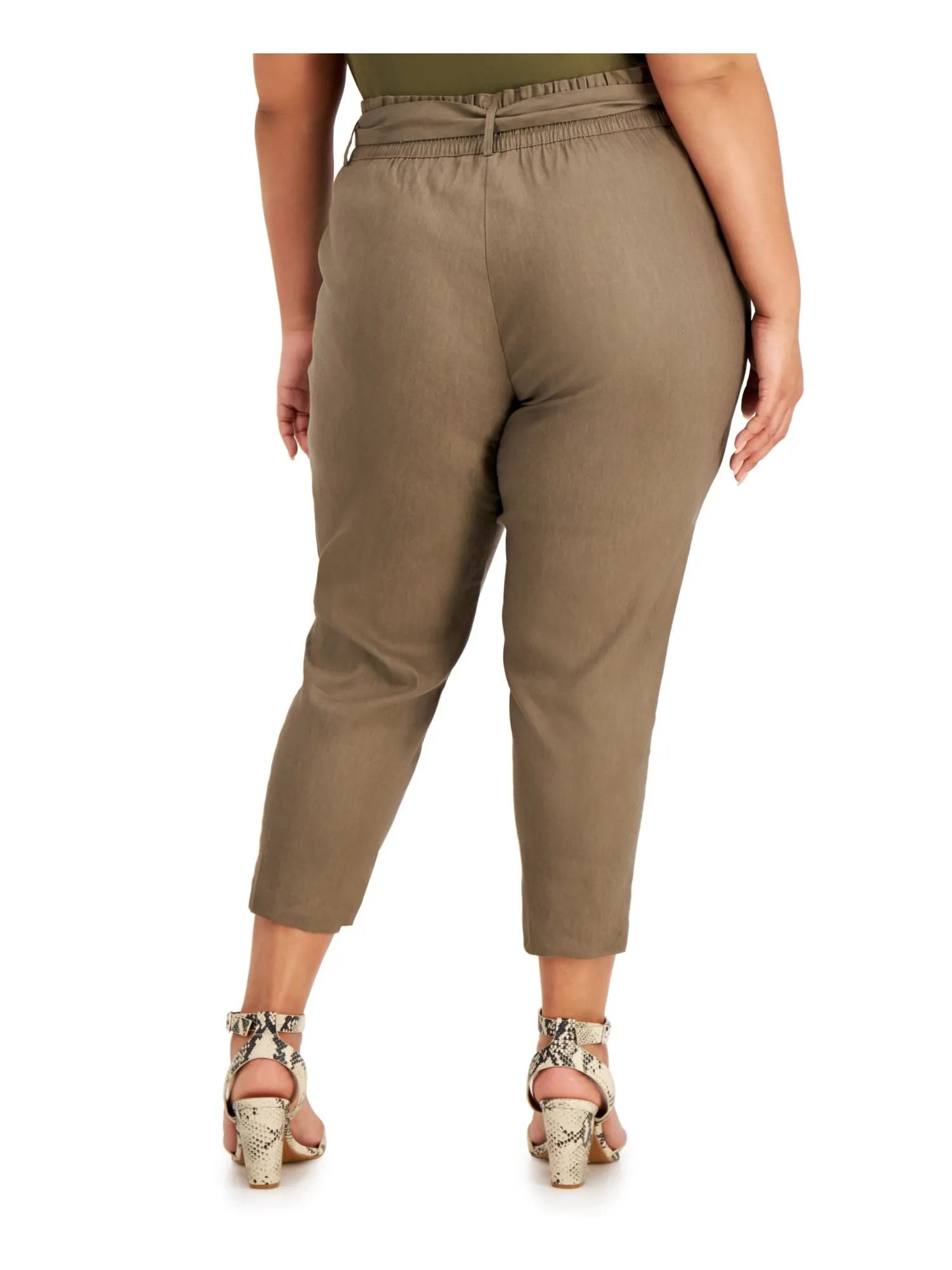 CALVIN KLEIN Womens Stretch Smocked Cropped Pants