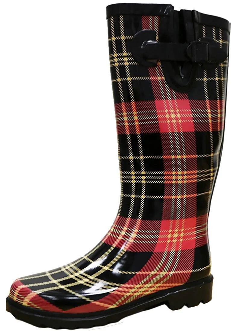 Cambridge Select Women's Pattern Print Colorful Waterproof Welly Rain Boots