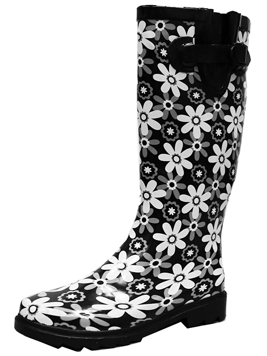 Cambridge Select Women's Pattern Print Colorful Waterproof Welly Rain Boots