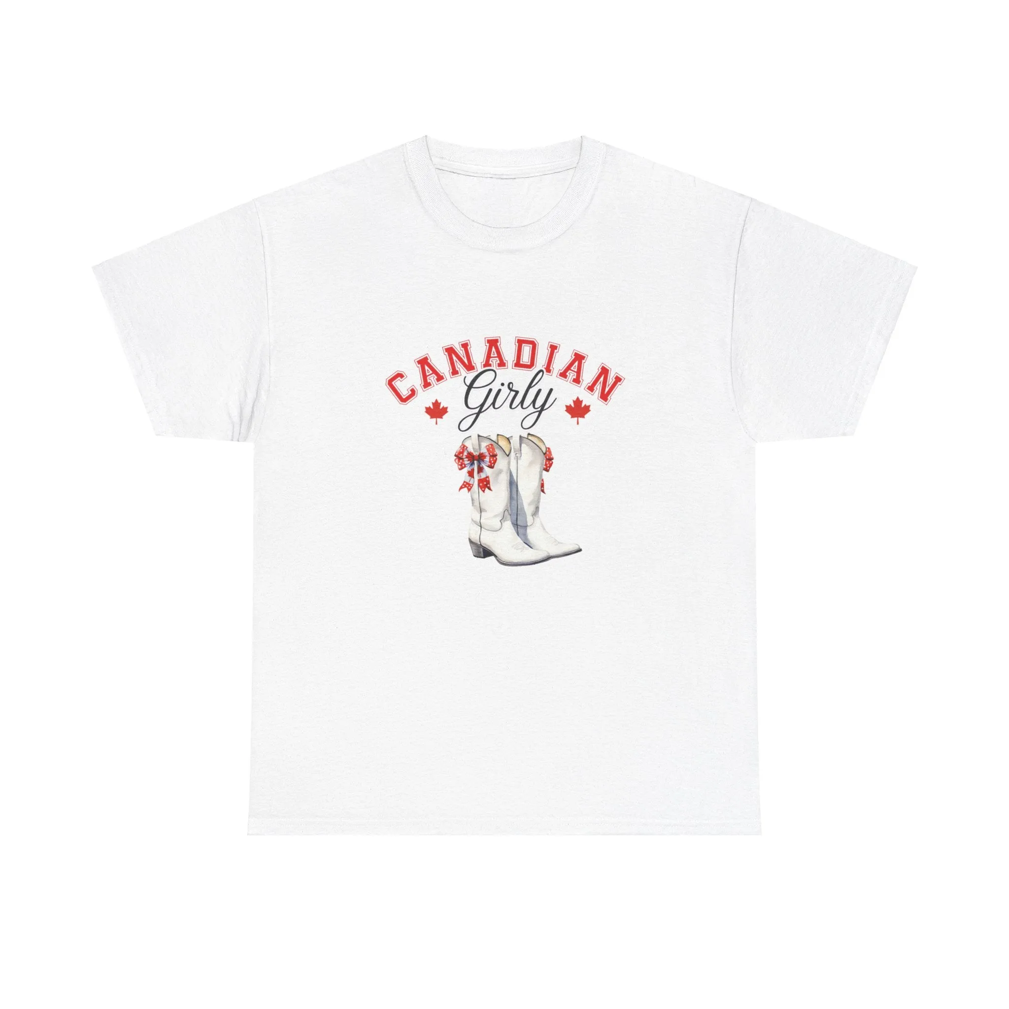 Canadian Cowgirl Girlie Canadian cowboy boots Bows and boots July 1st I am Canadian Canada day Unisex Heavy Cotton Tee