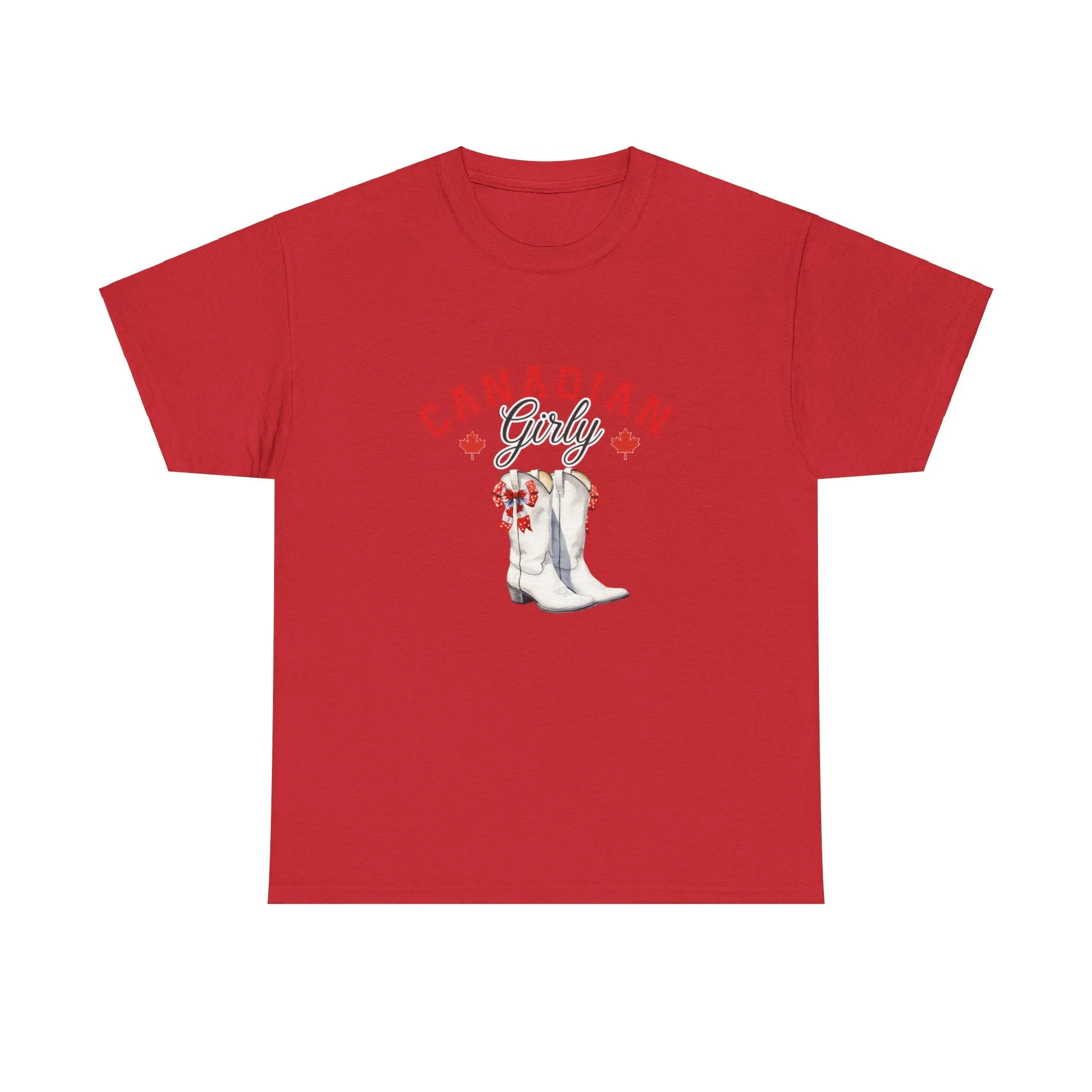 Canadian Cowgirl Girlie Canadian cowboy boots Bows and boots July 1st I am Canadian Canada day Unisex Heavy Cotton Tee
