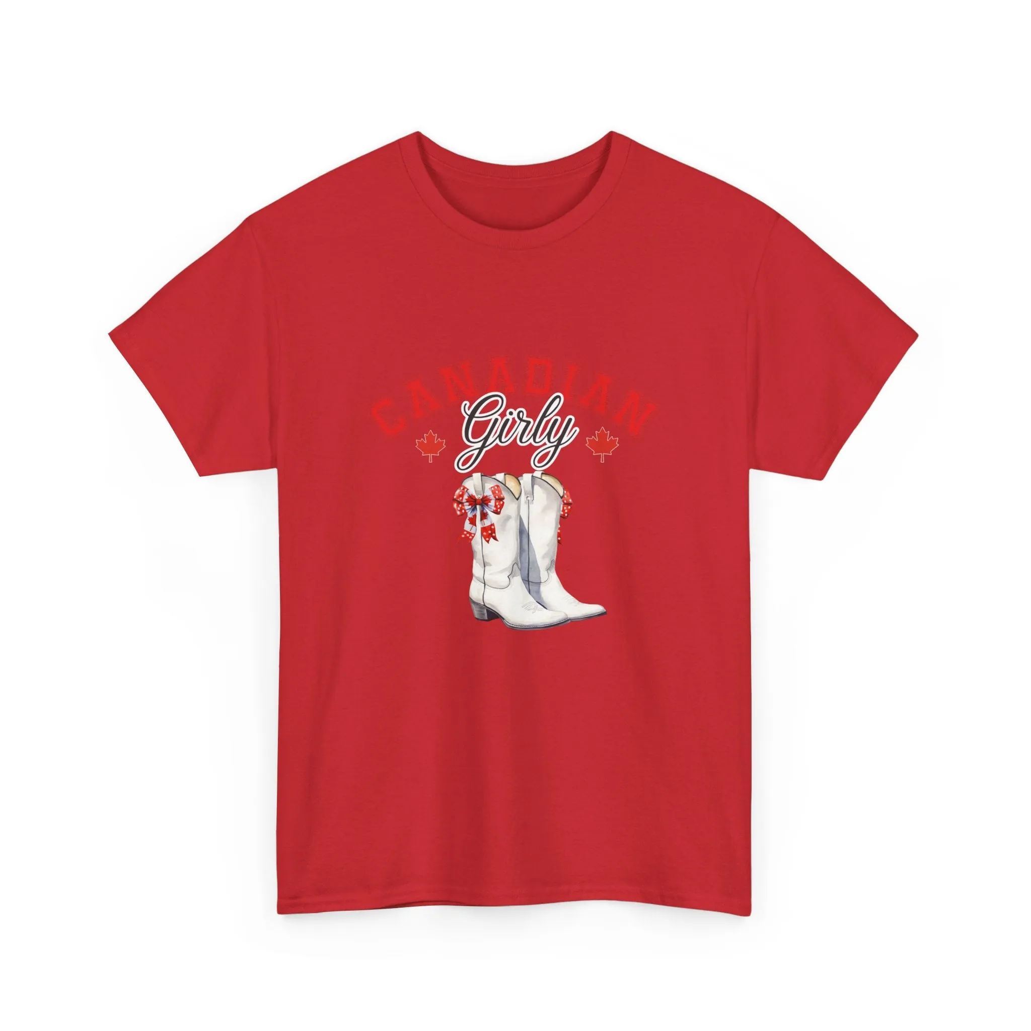 Canadian Cowgirl Girlie Canadian cowboy boots Bows and boots July 1st I am Canadian Canada day Unisex Heavy Cotton Tee