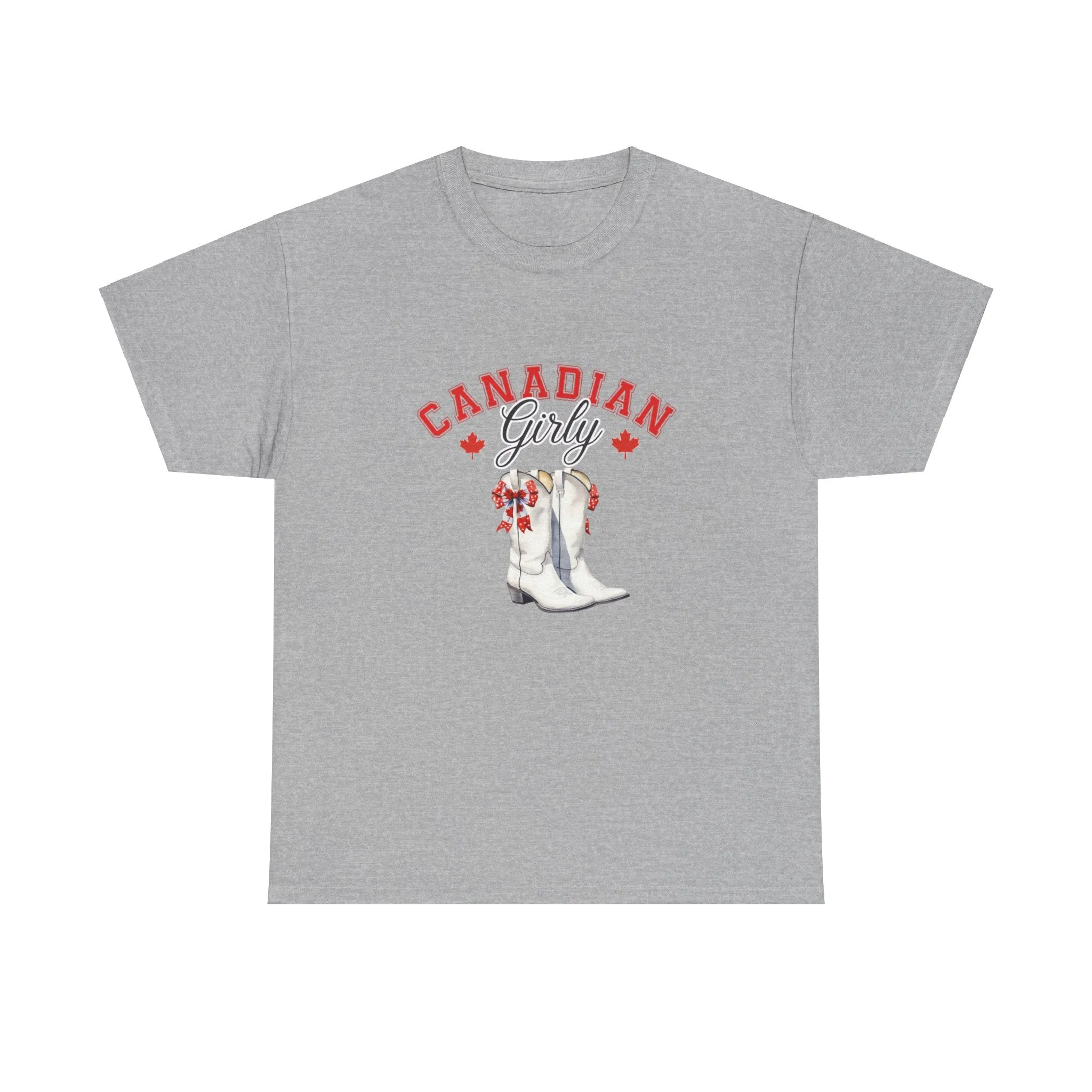 Canadian Cowgirl Girlie Canadian cowboy boots Bows and boots July 1st I am Canadian Canada day Unisex Heavy Cotton Tee