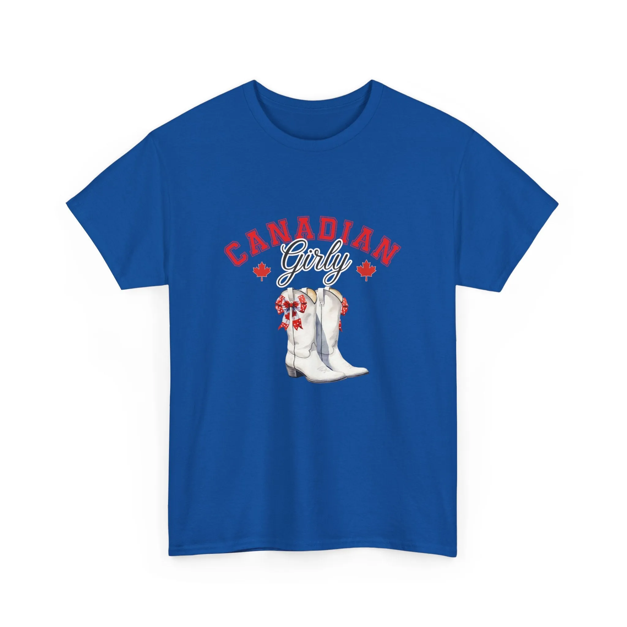 Canadian Cowgirl Girlie Canadian cowboy boots Bows and boots July 1st I am Canadian Canada day Unisex Heavy Cotton Tee