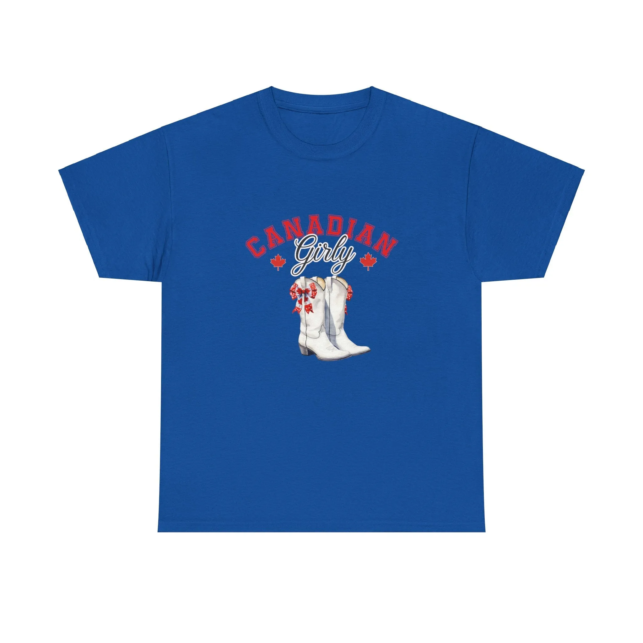 Canadian Cowgirl Girlie Canadian cowboy boots Bows and boots July 1st I am Canadian Canada day Unisex Heavy Cotton Tee