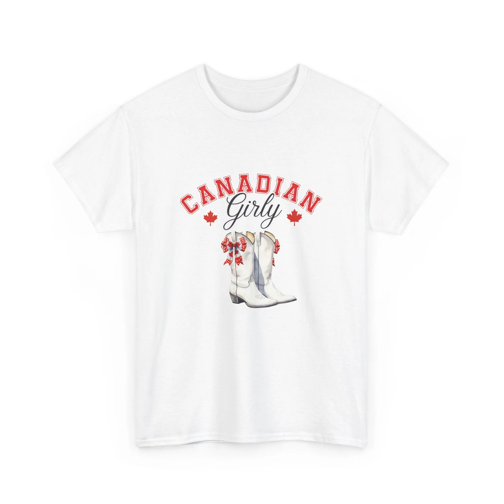 Canadian Cowgirl Girlie Canadian cowboy boots Bows and boots July 1st I am Canadian Canada day Unisex Heavy Cotton Tee
