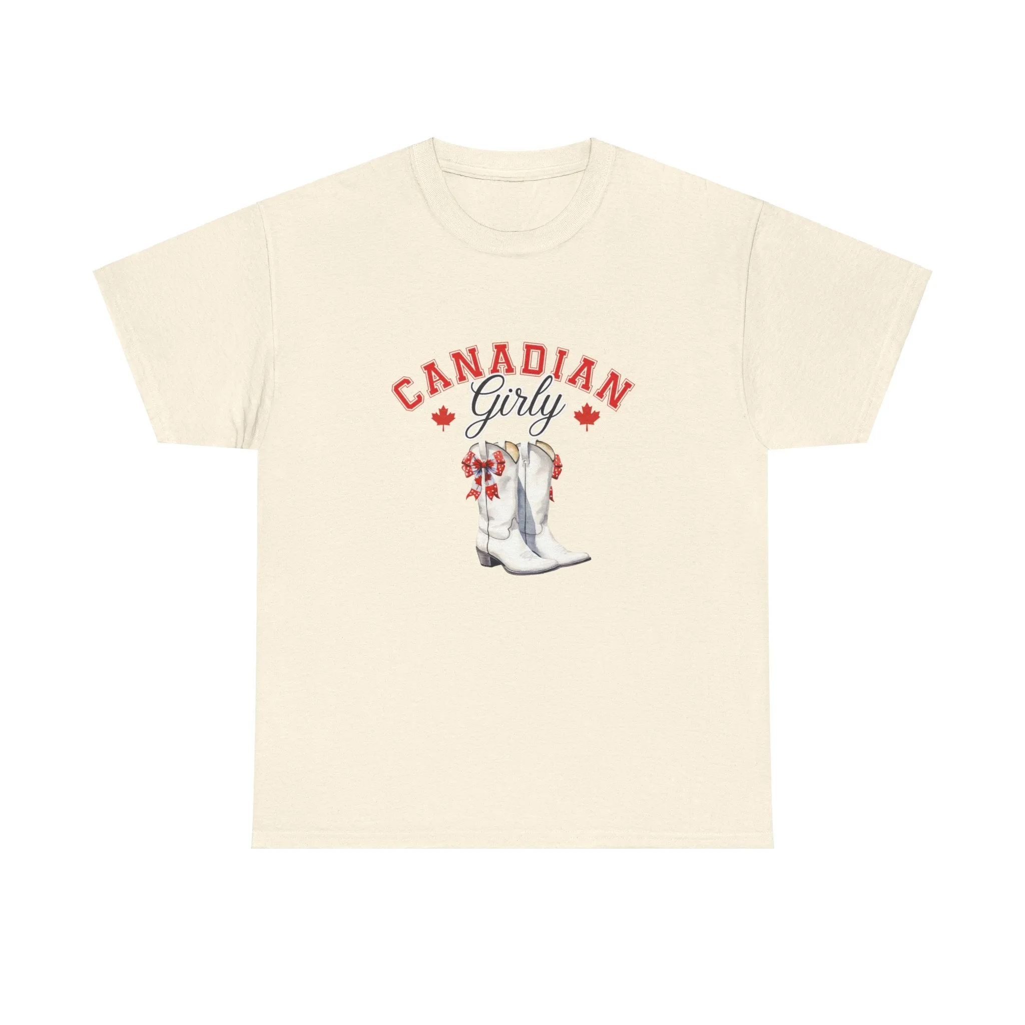 Canadian Cowgirl Girlie Canadian cowboy boots Bows and boots July 1st I am Canadian Canada day Unisex Heavy Cotton Tee
