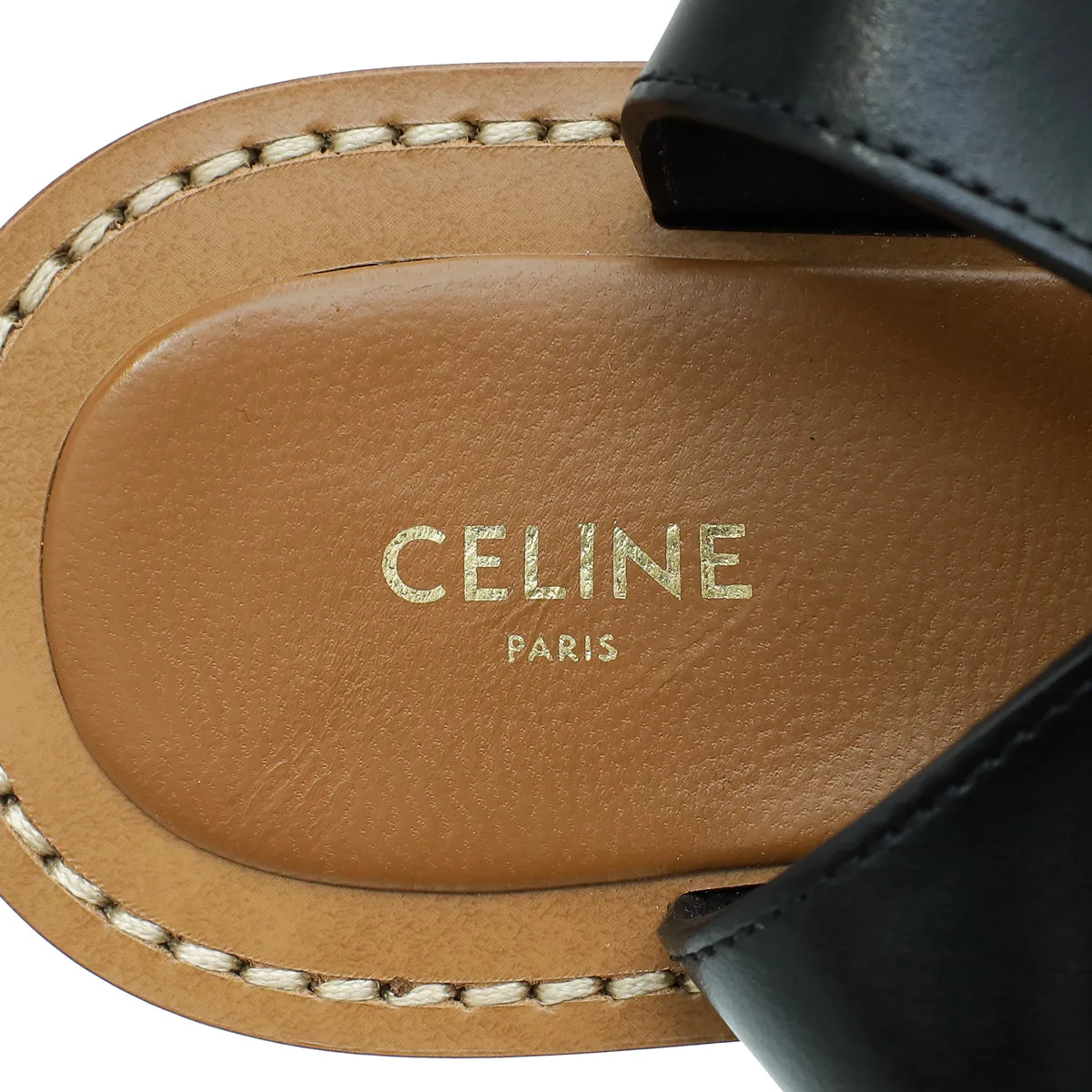 Celine Bicolor Lympia Raffia Flat Strap Sandal 38