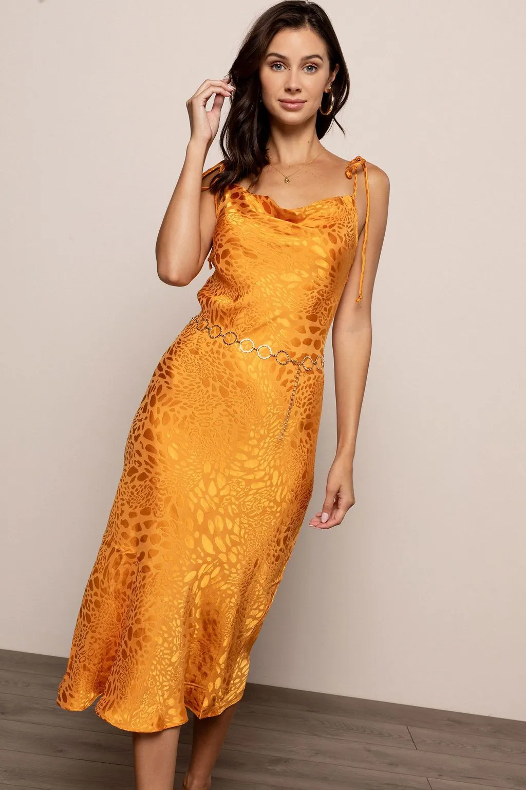 Cheetah Midi In Orange in Orange