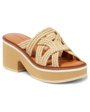 Chermy Slip On Platform Sandals in Natural Raffia