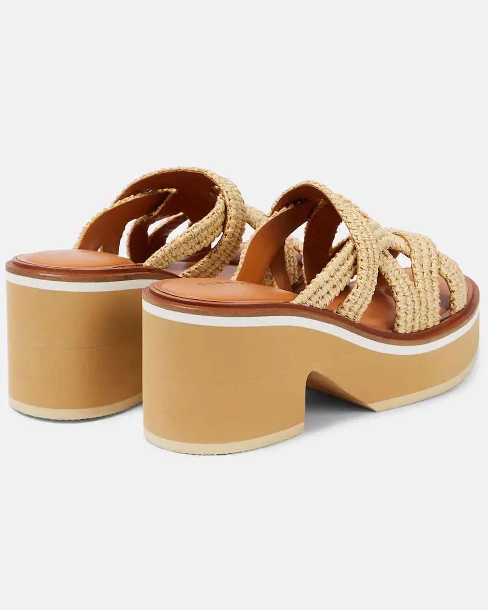 Chermy Slip On Platform Sandals in Natural Raffia