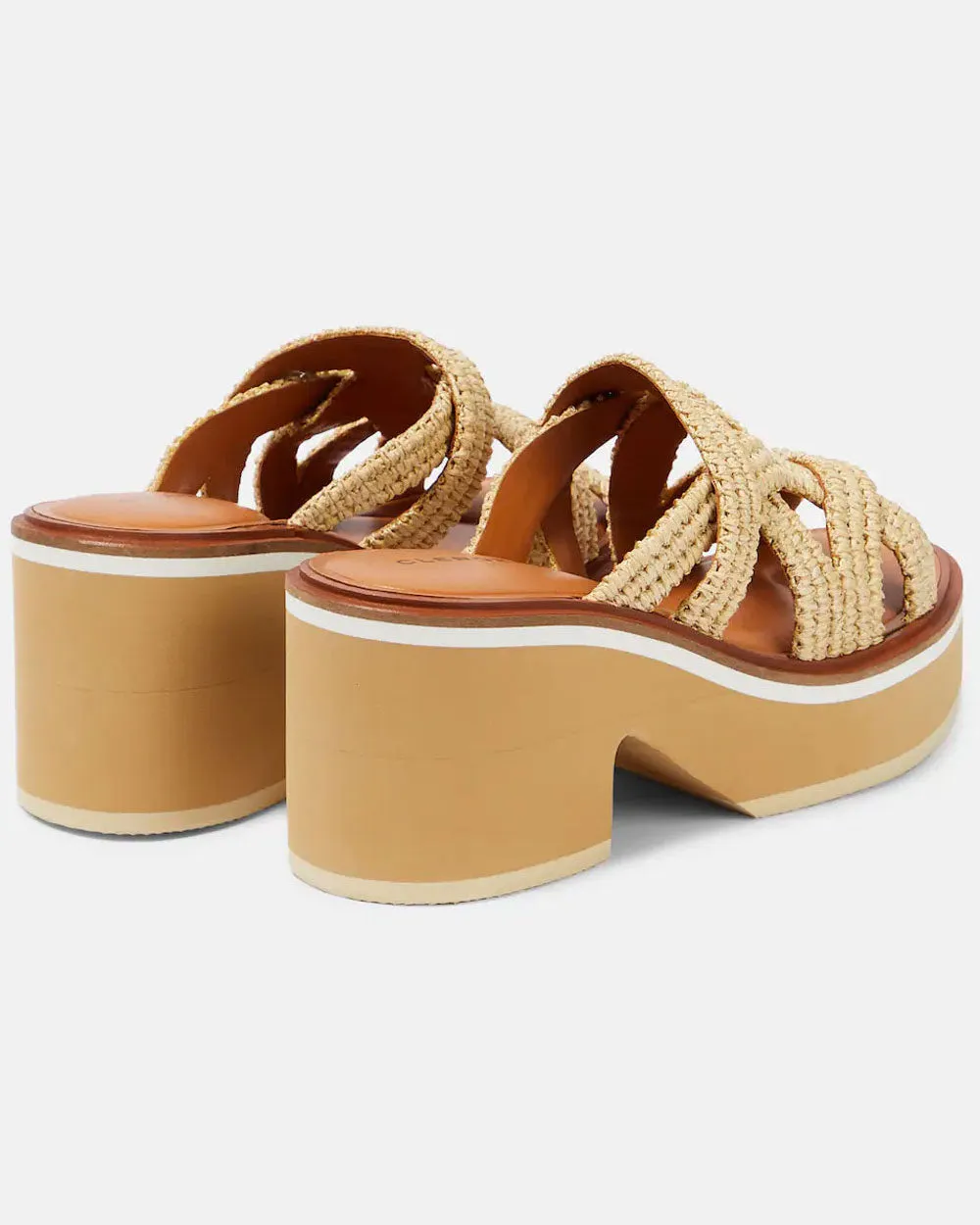 Chermy Slip On Platform Sandals in Natural Raffia