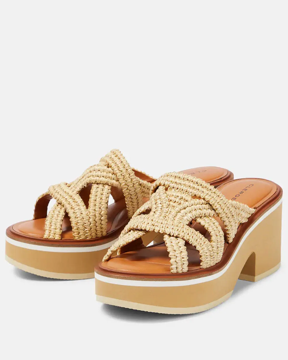 Chermy Slip On Platform Sandals in Natural Raffia