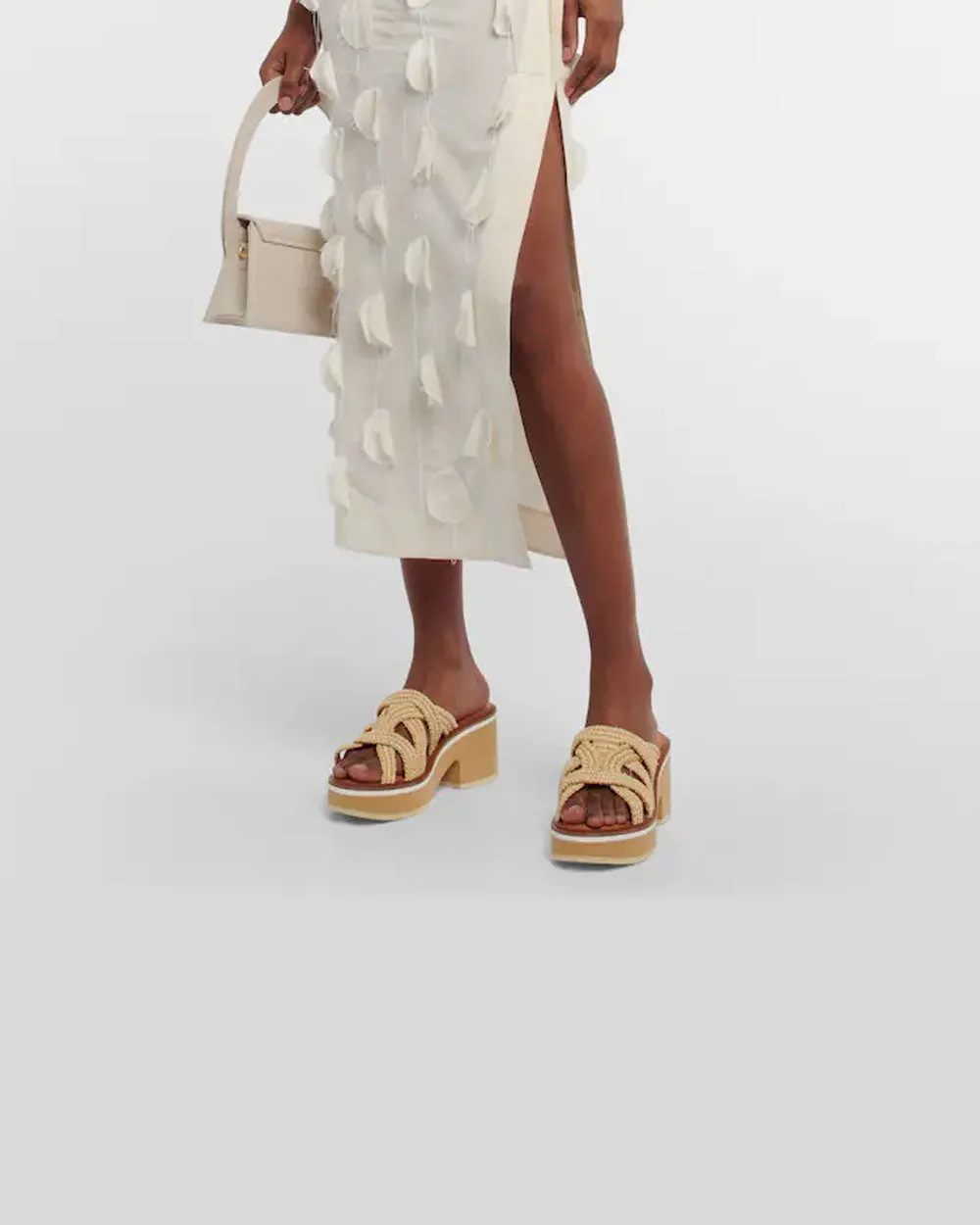 Chermy Slip On Platform Sandals in Natural Raffia