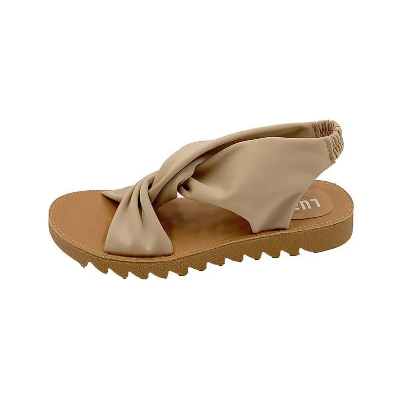 Chicvane Criss Cross Elastic Cord Flat Spanish Sandals