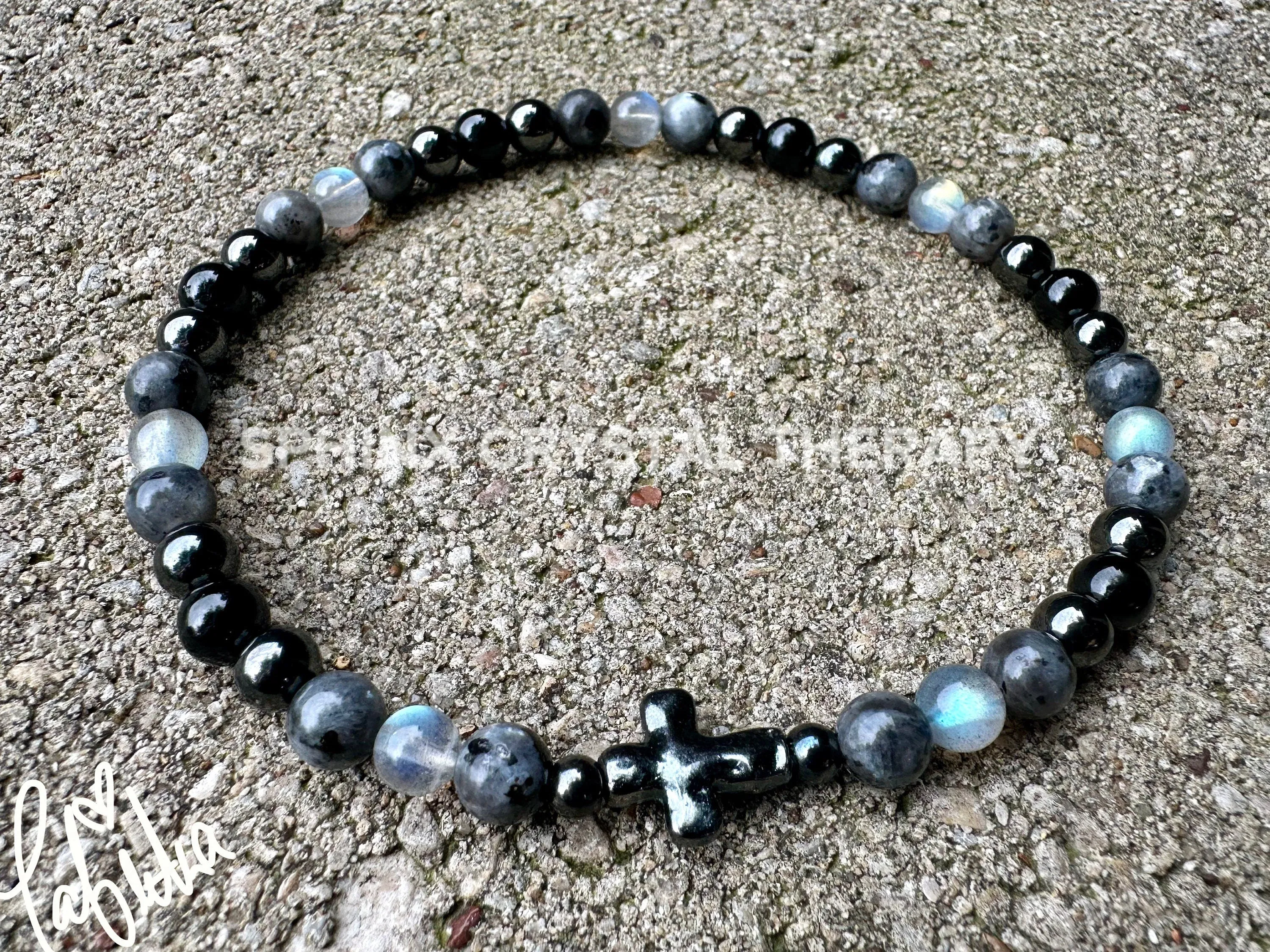 Christian Empath Protection - Absorb Negativity " Shield Of Faith " Black Tourmaline Gemstone - High Quality Crystal Healing Anklet